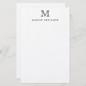 Klassiek Eenvoudig Basic Modern Monogram Initiaal Briefpapier (Voorkant / Achterkant)