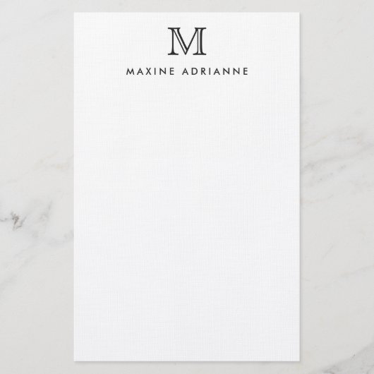 Klassiek Eenvoudig Basic Modern Monogram Initiaal Briefpapier (Voorkant)