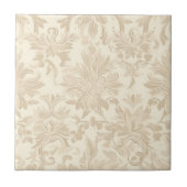 Klassiek Eenvoudig Bloemendamask Zachte Beige Tegeltje (Voorkant)