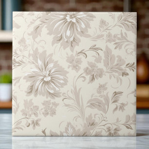 Klassiek Eenvoudig Bloemig Zachte Beige Tegeltje
