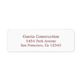 Klassiek Eenvoudig Bourgogne Adres Etiket (Voorkant)