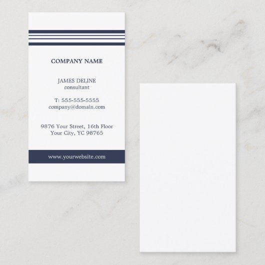 Klassiek Eenvoudig elegant blauw Visitekaartje (Voorkant / Achterkant)