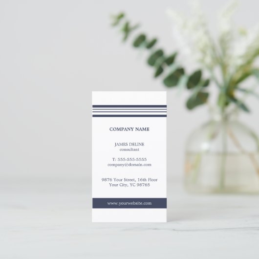 Klassiek Eenvoudig elegant blauw Visitekaartje (Staand voorkant)