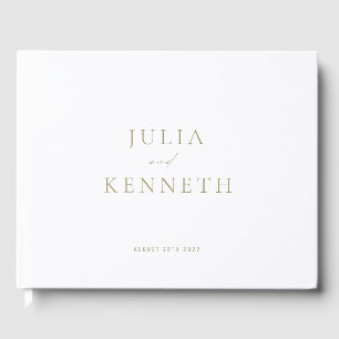 Klassiek Eenvoudig Minimalistisch Gouden en Witte Gastenboek