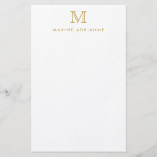 Klassiek eenvoudig modern Faux Gold Monogram Initi Briefpapier