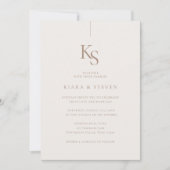 Klassiek eenvoudig monogram | Bohemian Beige bruil Kaart (Voorkant)