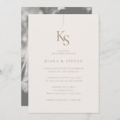 Klassiek eenvoudig monogram | Bohemian Beige bruil Kaart (Voorkant / Achterkant)