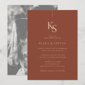 Klassiek eenvoudig monogram | Boho Terracotta brui Kaart (Voorkant / Achterkant)