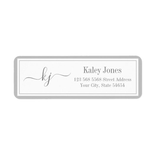 Klassiek eenvoudig Monogram Initiaal Licht grijs a Etiket (Voorkant)