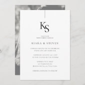 Klassiek eenvoudig monogram | Zwart-wit bruiloft Kaart (Voorkant / Achterkant)