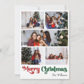 Klassiek Eenvoudig Prettig Kerstmis Verticaal Vijf Feestdagenkaart (Voorkant)