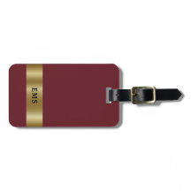 Klassiek eenvoudig rood en goudmonogram Bagagelabe