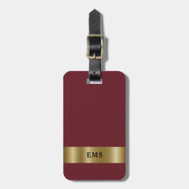 Klassiek eenvoudig rood en goudmonogram Bagagelabe Bagagelabel