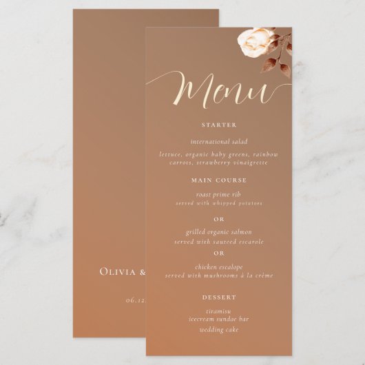 Klassiek eenvoudig Roos Eucalyptus Terracotta Wedd Menu (Voorkant / Achterkant)