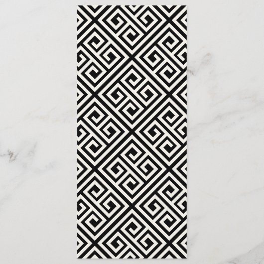 Klassiek Eenvoudig script Geometric Greek Key Wedd Menu (Achterkant)