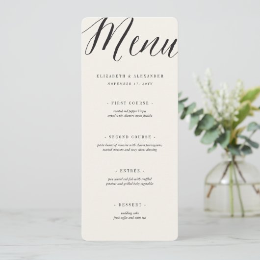 Klassiek Eenvoudig script Geometric Greek Key Wedd Menu (Staand voorkant)