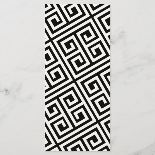 Klassiek Eenvoudig script Geometric Greek Key Wedd Menu (Achterkant)