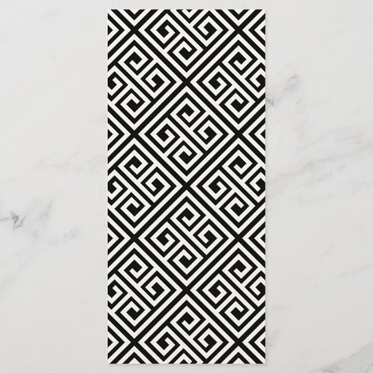 Klassiek Eenvoudig script Geometric Greek Key Wedd Menu (Achterkant)