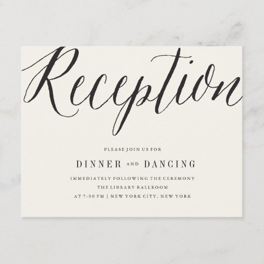 Klassiek Eenvoudig Script Moderne Trouwreceptie Informatiekaartje (Voorkant)