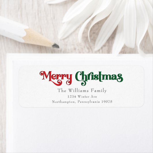 Klassiek eenvoudig vrolijk kerst retour adres etiket (Insitu)