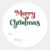 Klassiek eenvoudig vrolijk kerstcadeau ronde sticker (Voorkant)