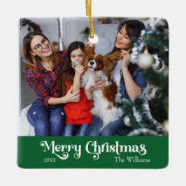 Klassiek Eenvoudig Vrolijk Kerstmis Groen Keramisch Ornament