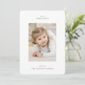 Klassiek & Eenvoudig Wit Kerstmodern Foto  Feestdagenkaart (Staand voorkant)
