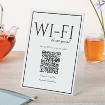 Klassiek eenvoudig wit Wi-Fi QR-code tafelbord
