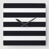 Klassiek eenvoudig zwart en wit gestreept modern vierkante klok (Voorkant)