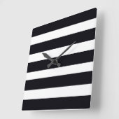 Klassiek eenvoudig zwart en wit gestreept modern vierkante klok (Hoek)