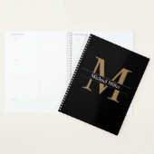 Klassiek Eenvoudig zwart Gold-monogram Planner (Display)