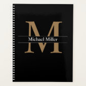 Klassiek Eenvoudig zwart Gold-monogram Planner (Voorkant)
