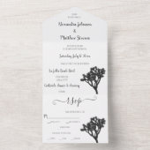 Klassiek Eenvoudige elegante B&W Joshua tree Silho All In One Uitnodiging (Binnen)