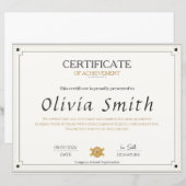 Klassiek Elegaant Certificaat van Prestatieontwerp (Voorkant / Achterkant)