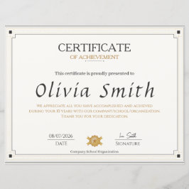 Klassiek Elegaant Certificaat van Prestatieontwerp