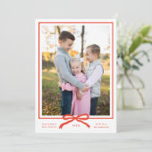 Klassiek Elegaant Modern Rode Strik Eén Foto Feestdagenkaart (Staand voorkant)