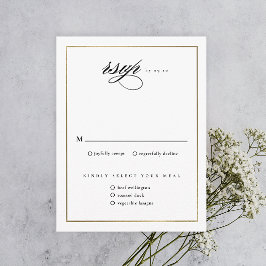 Klassiek Elegaant Schrift Goud Bruiloft RSVP Kaartje