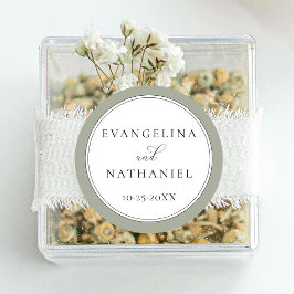 Klassiek Elegaant Schrift Wit Groen Trouwgunst Ronde Sticker