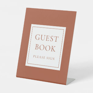 Klassiek Elegaant Terracotta Gastenboek Reclamebord Met Voetstuk