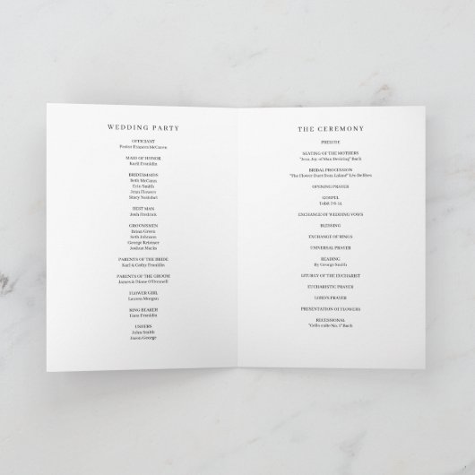 Klassiek Elegance Folded Wedding Program Programma (Binnen)