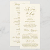 Klassiek Elegance Gold Script, huwelijksceremonie Programmakaart (Voorkant / Achterkant)