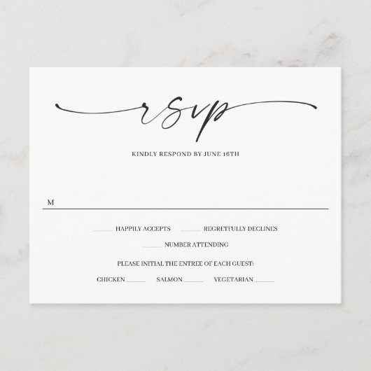 Klassiek Elegance Wedding RSVP Briefkaart (Voorkant)
