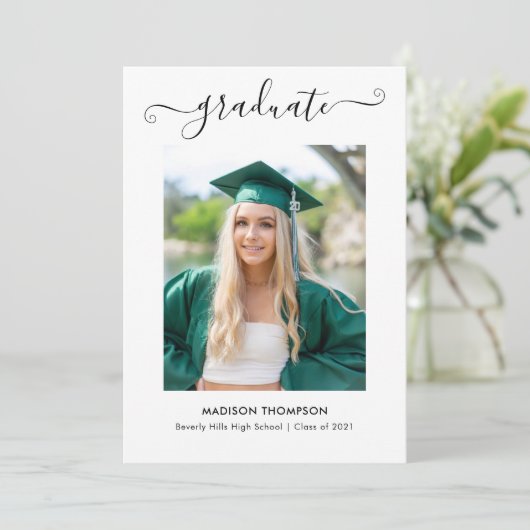 Klassiek Elegant Afstuderen Foto Aankondiging (Staand voorkant)