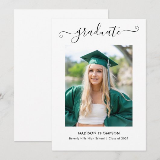 Klassiek Elegant Afstuderen Foto Aankondiging (Voorkant / Achterkant)