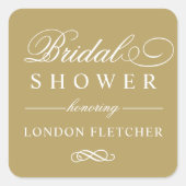 Klassiek Elegant Antiek Gold Wedding Vrijgezellenf Vierkante Sticker (Voorkant)