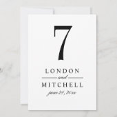 Klassiek Elegant Black White Wedtable Table Number Kaart (Achterkant)