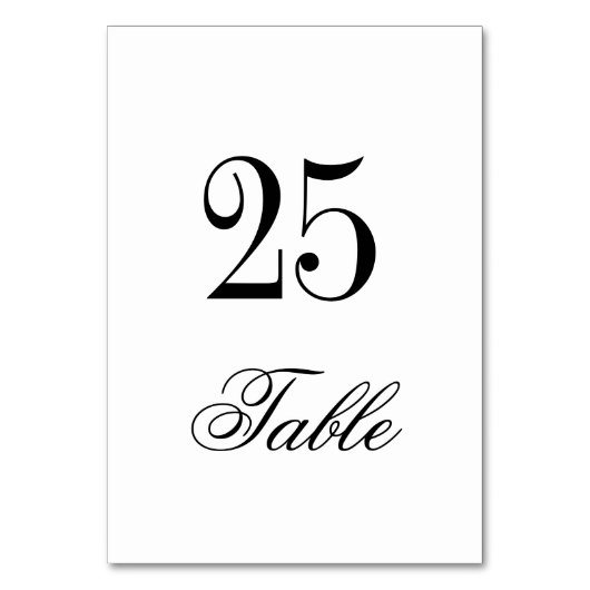 Klassiek Elegant Black White Wedtable Table Number Kaart (Voorkant)