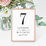 Klassiek Elegant Black White Wedtable Table Number Kaart<br><div class="desc">Een elegante en stijlvolle zwarte en witte trouwtafel met een prachtige minimalistische monogram voor typografie. Het de douanetekst en lijstaantal kunnen volledig met de bruid en groom namen en trouwdatum worden gepersonaliseerd. Opmerking: elke tabelnummerkaart moet worden aangepast en afzonderlijk aan de winkelwagen worden toegevoegd (1, 2, 3... enz.). Bekijk ons...</div>