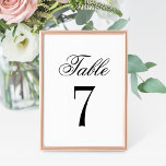 Klassiek Elegant Black White Wedtable Table Number Kaart<br><div class="desc">Tijdloze trouwtafel nummerkaarten hebben een eenvoudig elegante look met "Tabel" in script en aangepaste nummertekst die kan worden aangepast in een klassiek bloklettertype. Tweezijdig zwart-wit ontwerp.</div>