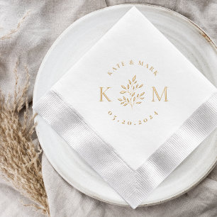 Klassiek Elegant Bladmonogram Huwelijk Folie Servetten